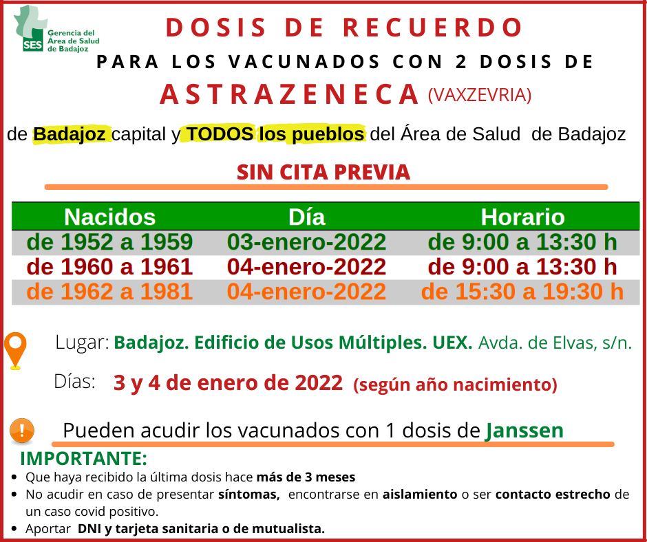 Vacunación de Astrazenecea en Badajoz