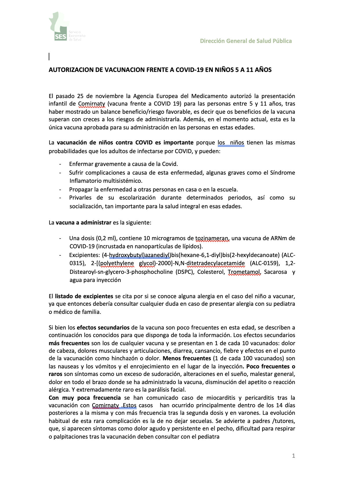 Documento de autorización de vacunación frente al COVID-19