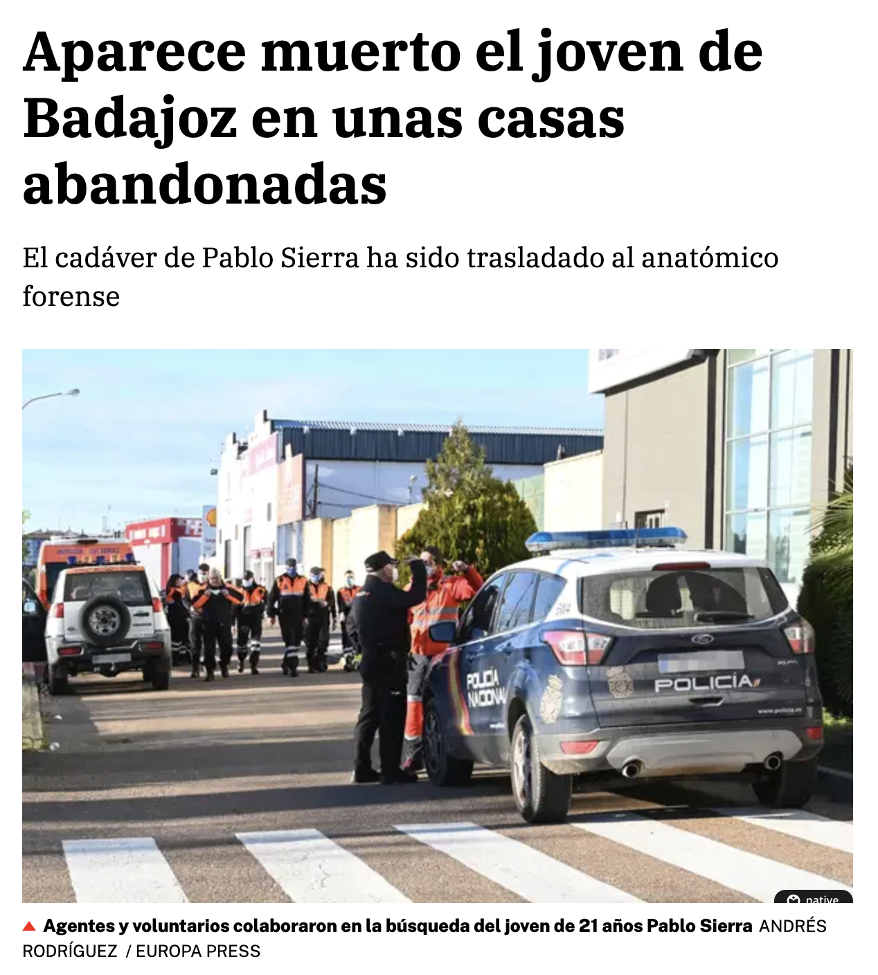 Fragmento de la noticia de La Razón