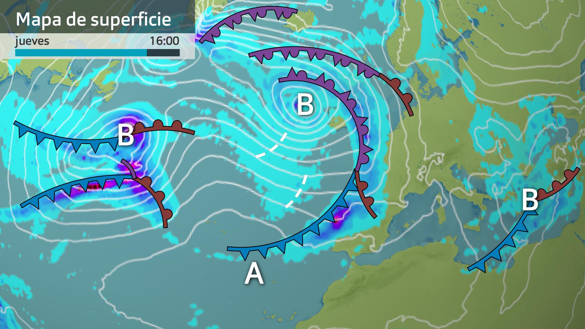 Mapa de superficie para el jueves 7 de diciembre 