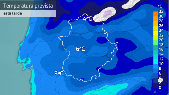 Temperaturas previstas para esta tarde