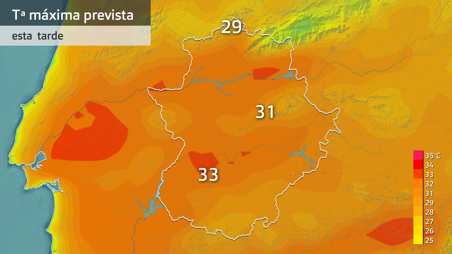 Temperatura máxima previsa para hoy lunes 25 de septiembre