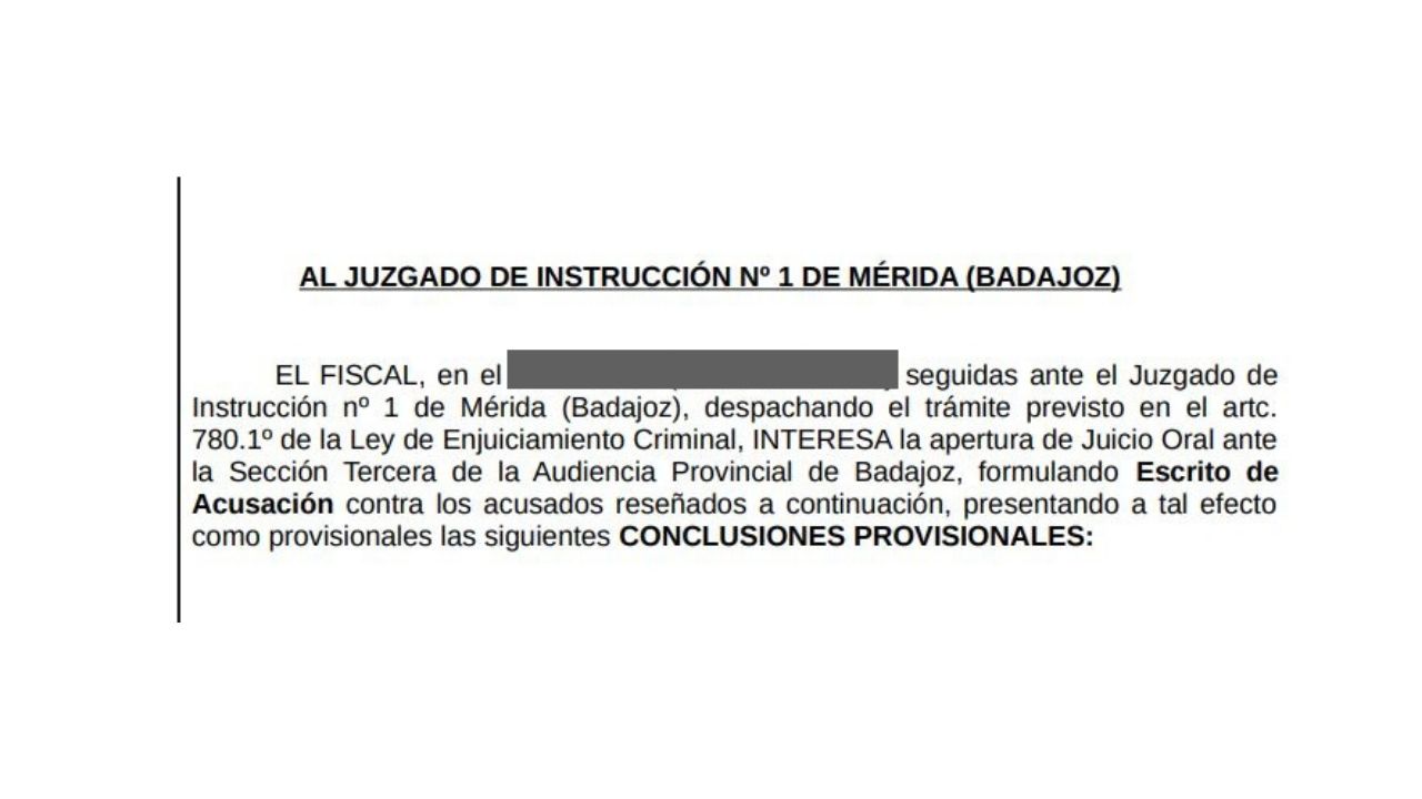 Fragmento del escrito de acusación de la Fiscalía