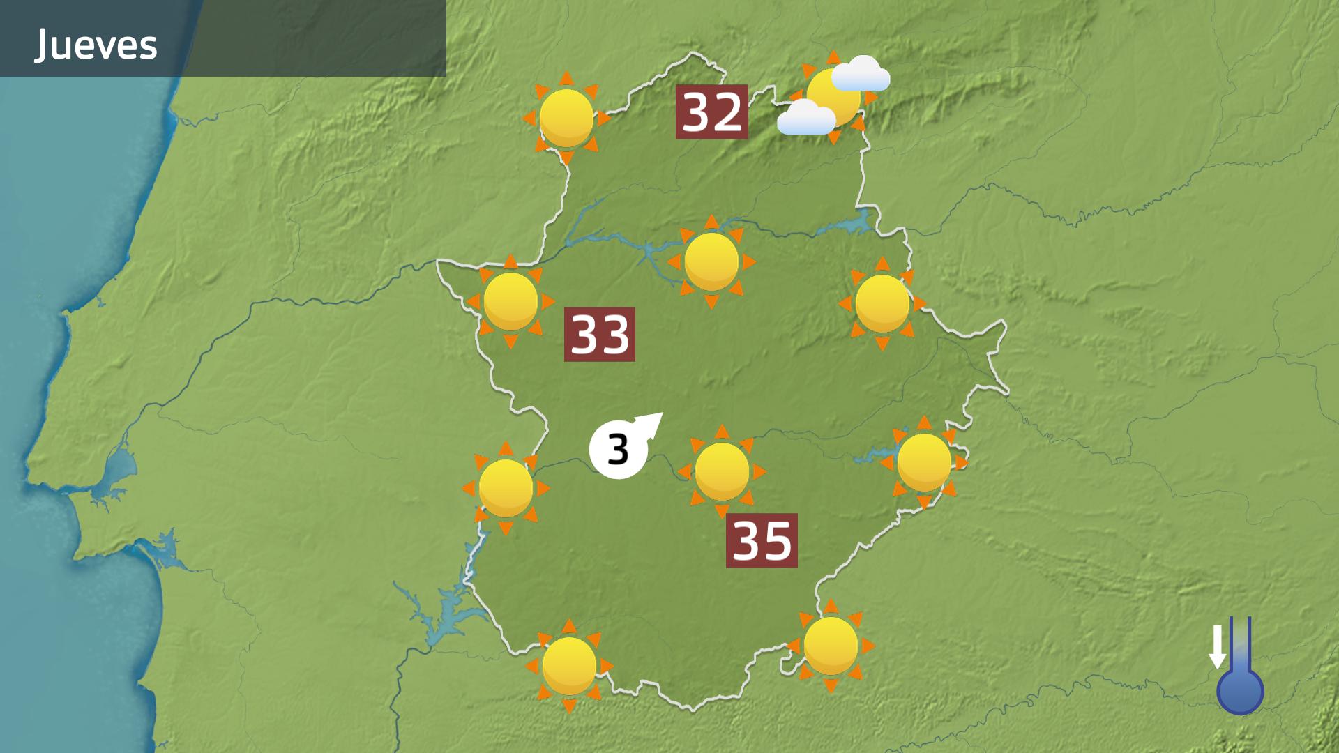 Mapa de previsión para hoy jueves 27 de julio