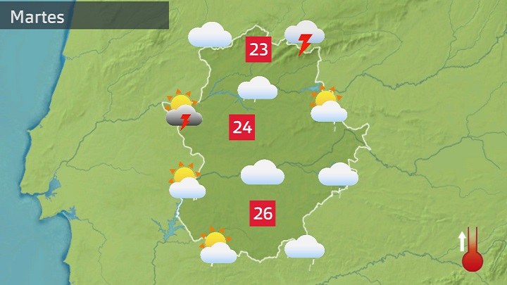 Mapa de previsión para hoy martes 23 de mayo