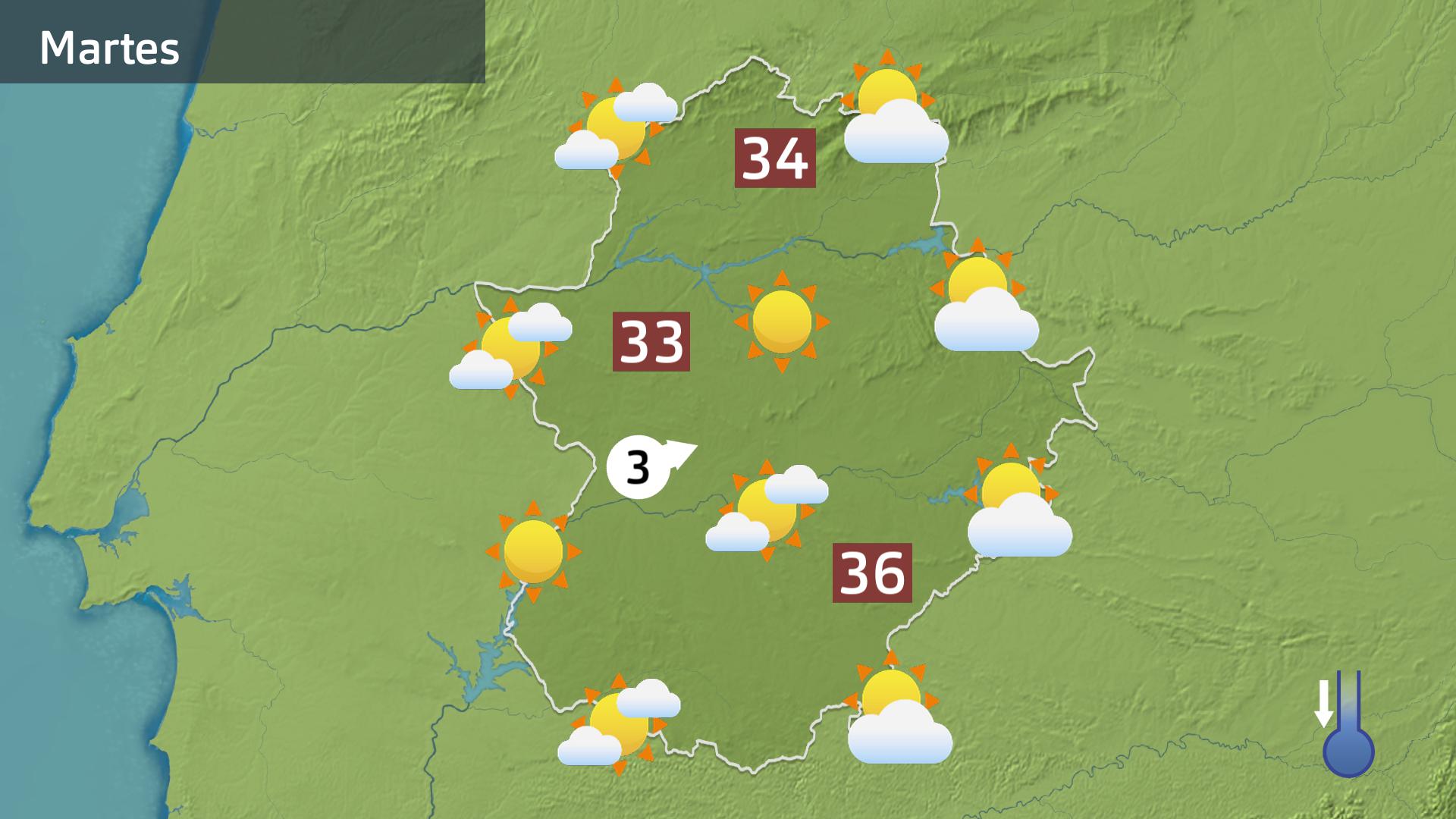 Mapa de previsión para hoy martes 25 de junio