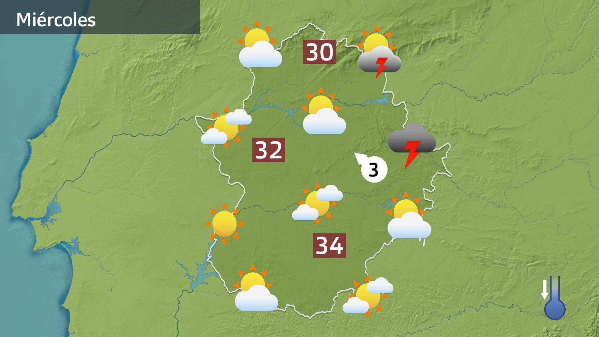 Mapa de previsión para hoy miércoles 26 de junio