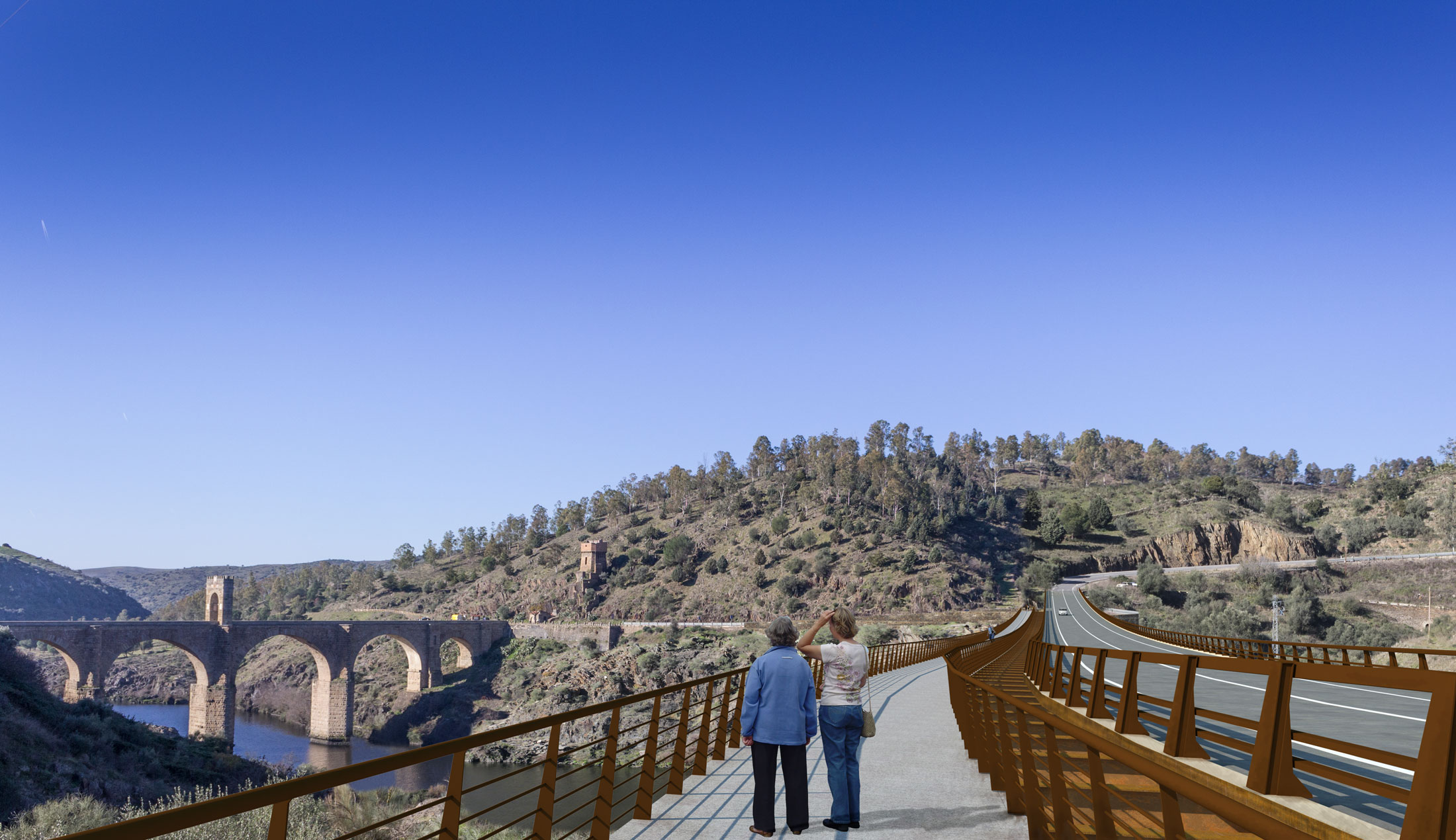 Recreación del puente de Alcántara