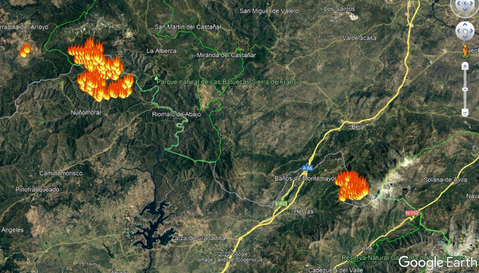 mapa incendios norte caceres