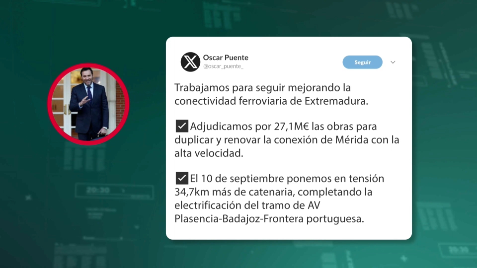 Nuevo tramo electrificado del AVE extremeño a partir de septiembre