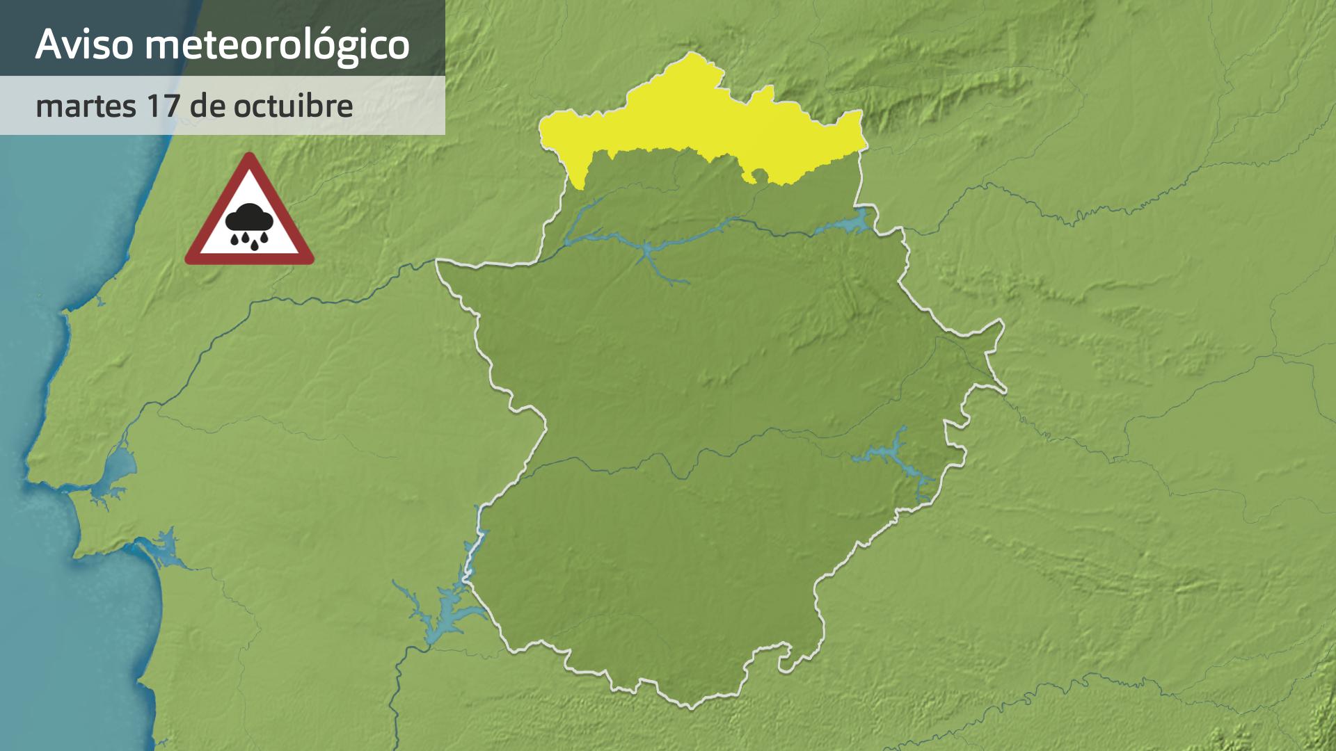 Aviso meteorológico (Aemet) por lluvia para hoy martes 17 de octubre