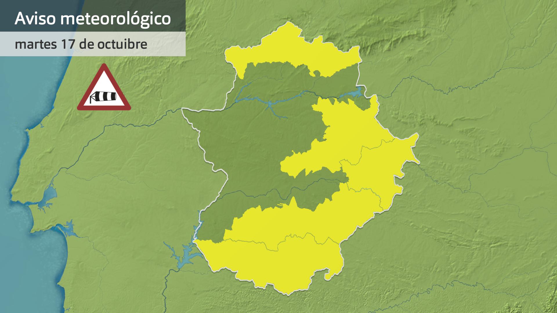 Aviso meteorológico (Aemet) por viento para hoy martes 17 de octubre