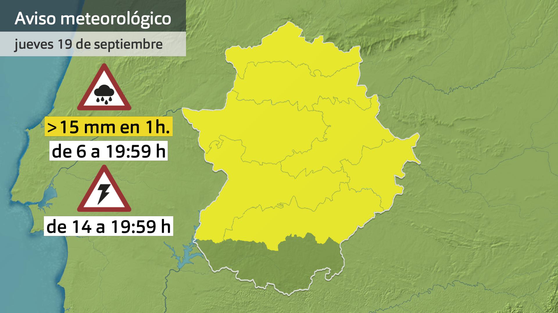 Aviso meteorológico (Aemet) para hoy jueves 19 de septiembre