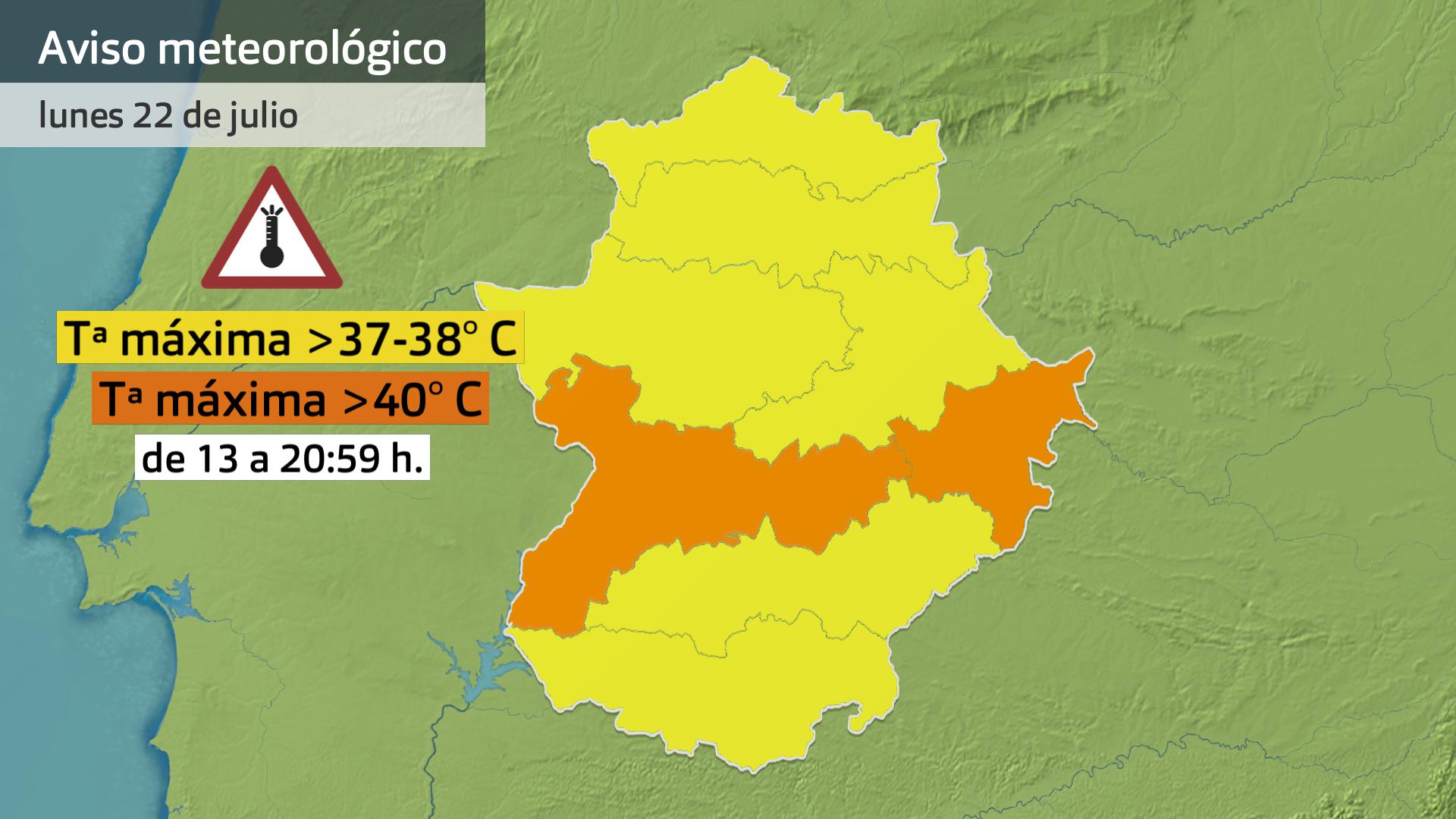 Avisos meteorológicos (Aemet) para hoy lunes 22 de julio