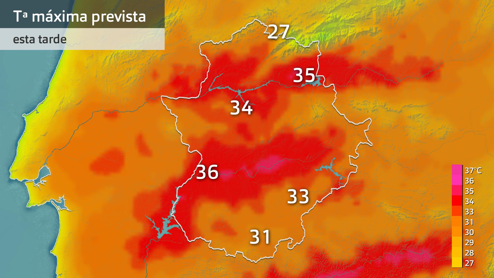 Temperatura máxima prevista para hoy martes 4 de junio