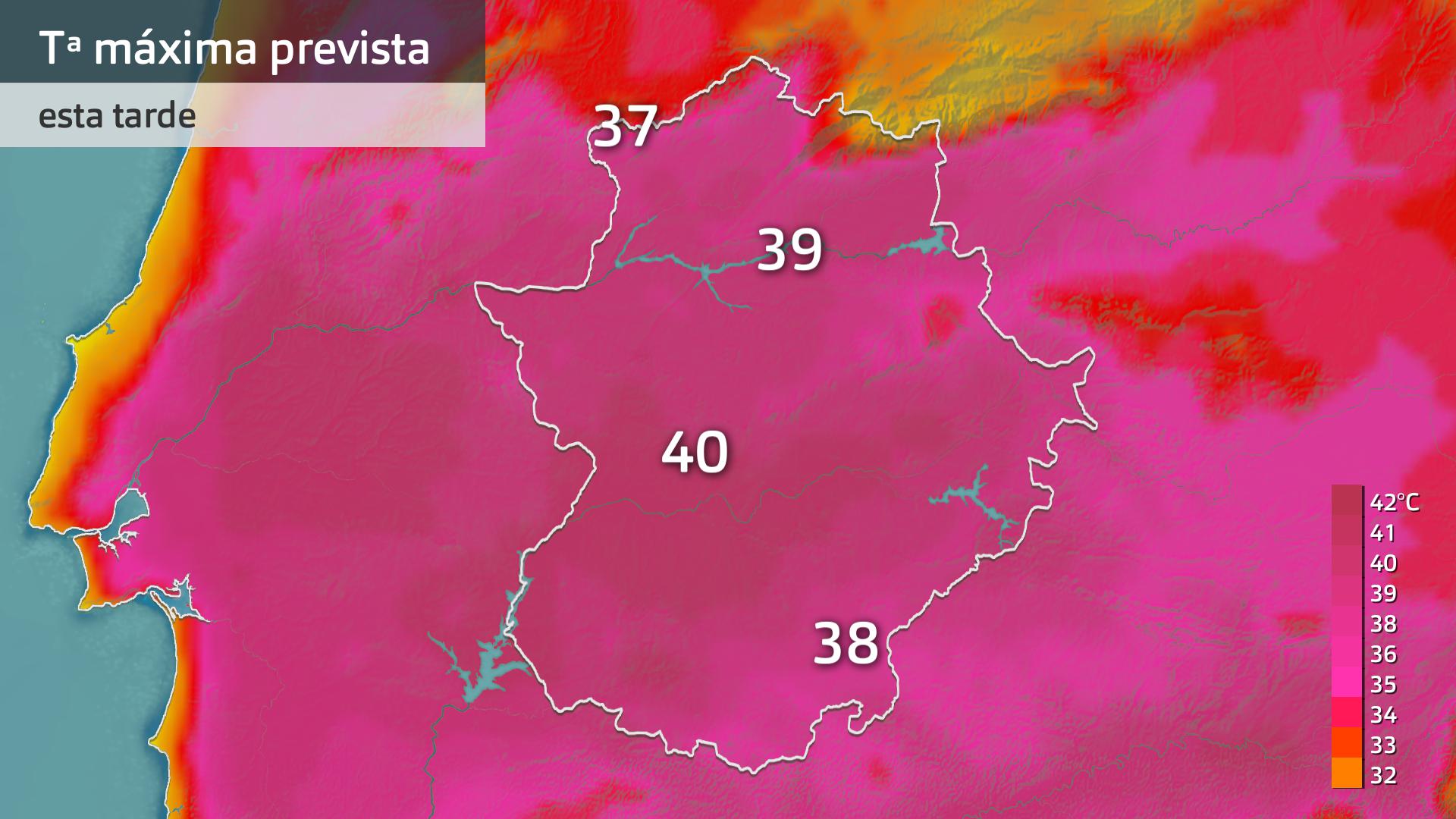 Temperatura máxima prevista para hoy lunes 22 de julio