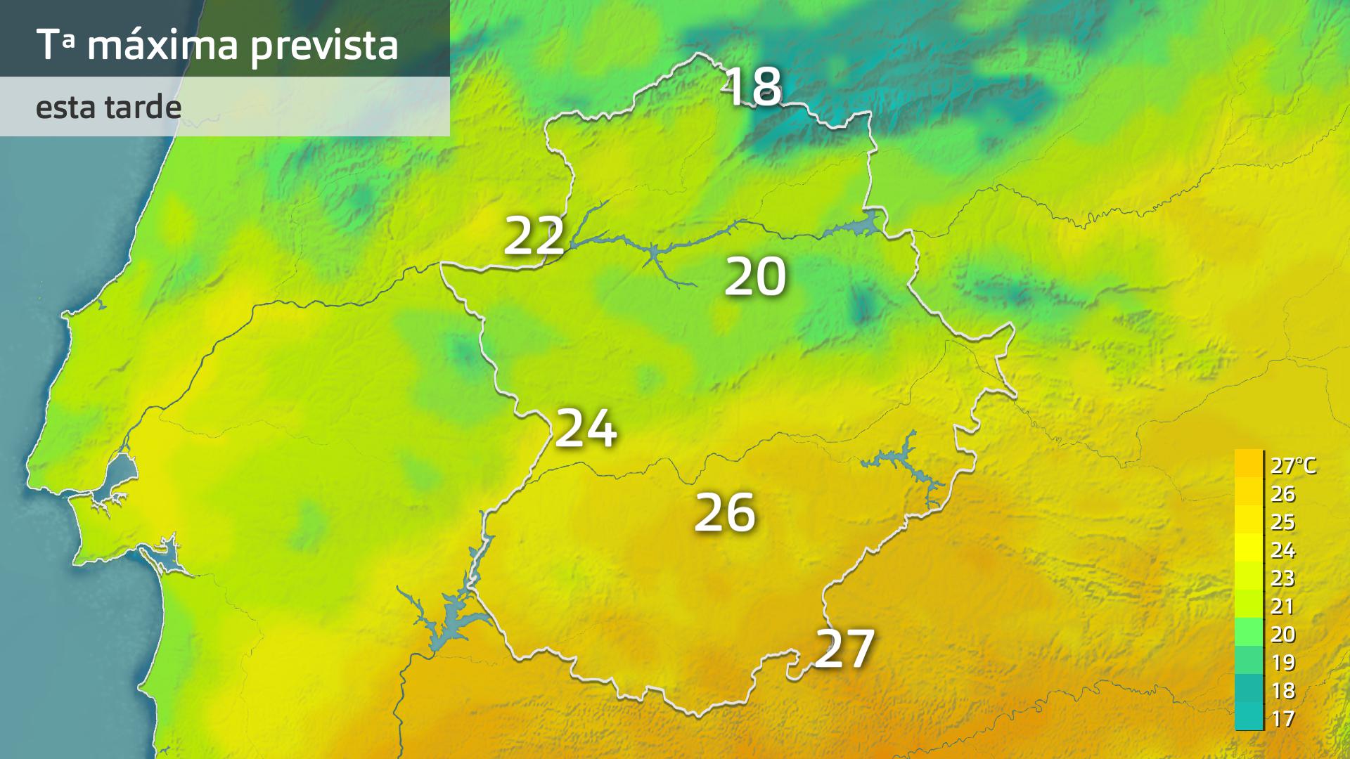 Temperatura máxima prevista para hoy jueves 26 de septiembre