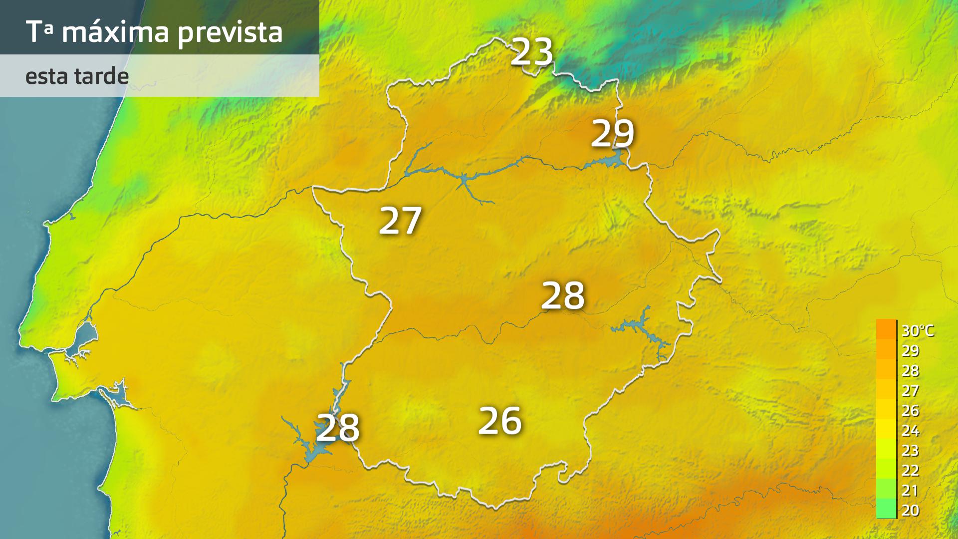 Temperatura máxma prevista para hoy jueves 3 de octubre