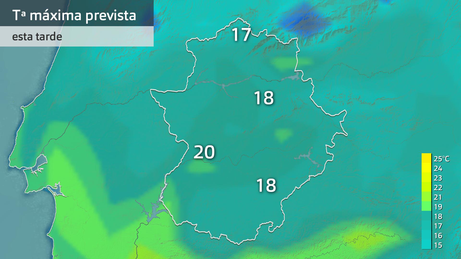 Temperatura máxima prevista para hoy viernes 20 de octubre