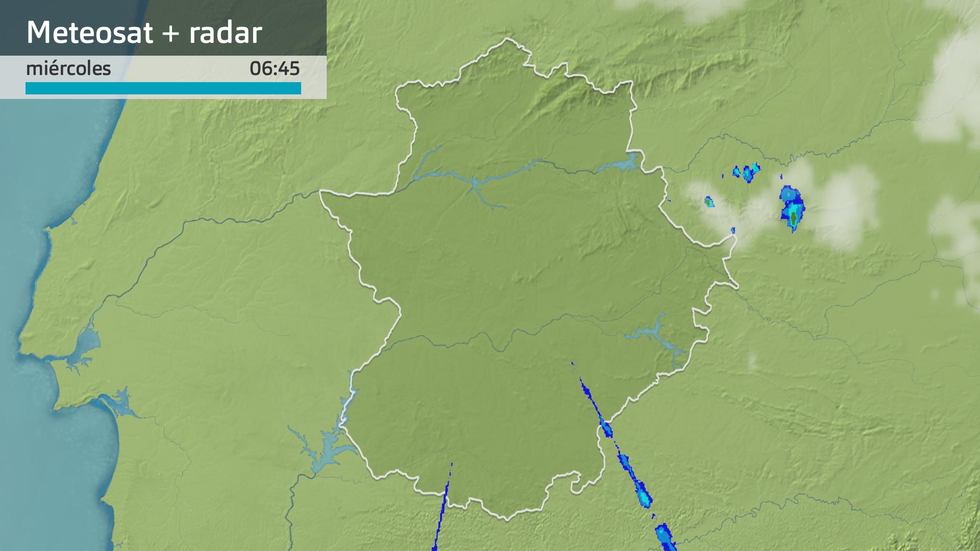 Imagen del Meteosat + radar meteorológico miércoles 12 de junio 6:45 h.