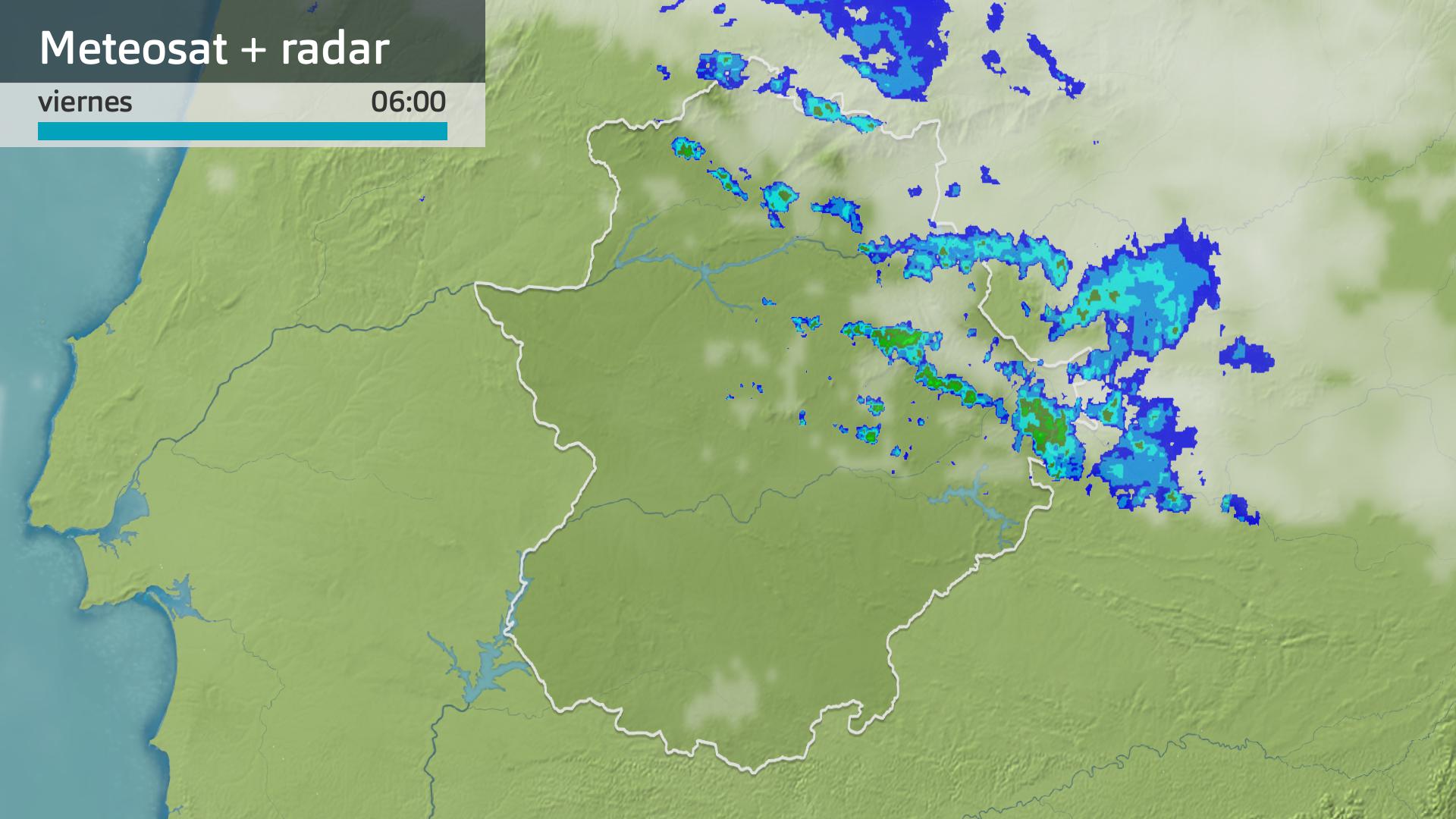 Imagen del Meteosat + radar meteorológico viernes 20 de septiembre 6 h.