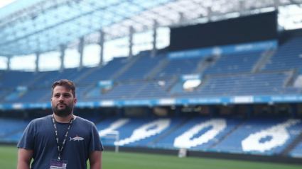 Raúl Peña, en Riazor, con el Extremadura UD.