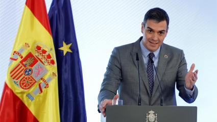 El presidente del Gobierno, Pedro Sánchez interviene en el acto de firma del Protocolo sobre Alquiler Social de Viviendas, hoy en el Palacio de la Moncloa.