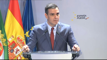 El presidente del Gobierno, Pedro Sánchez, en su intervención en Mérida sobre la gestión de los fondos europeos