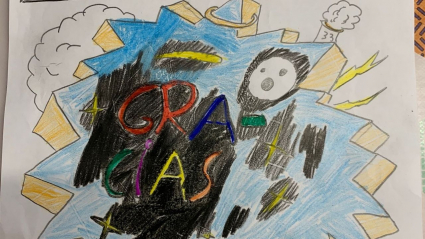 Dibujo realizado por el niño para agradecer a la Guardia Civil su rescate