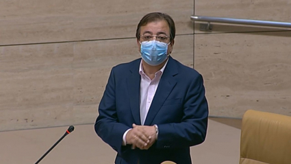 Guillermo Fernández Vara, durante su intervención en la Asamblea de Extremadura