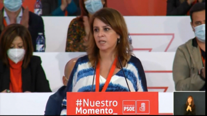 Adriana Lastra en el congreso del PSOE de Extremadura