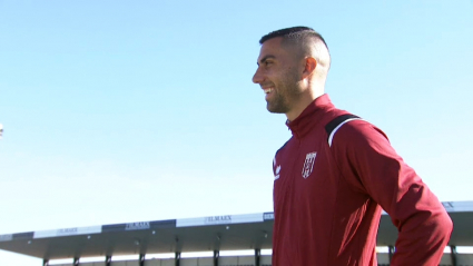 Manuel Bonaque, jugador del Mérida, en el Estadio Romano José Fouto