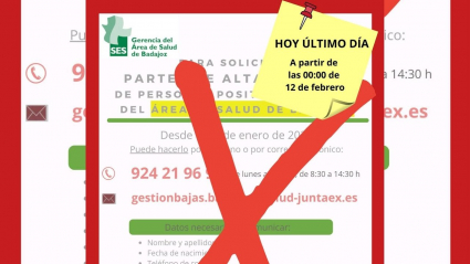 Comunicado del área de salud de Badajoz