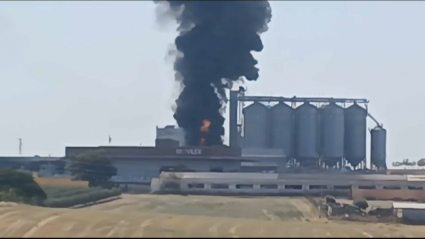 Incendio en una planta de reciclaje de Lobón