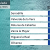 Valores de precipitaciones recogidos en la provincia de Cáceres