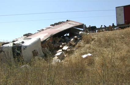 Camión accidentado en Mérida