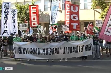 Protesta de los sindicatos educativos en Cáceres.