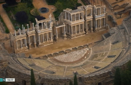 Vista aérea del Teatro Romano de Mérida