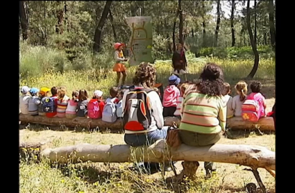 Grupo de escolares durante una excursión al aire libre. Imagen que no se verá este curso.