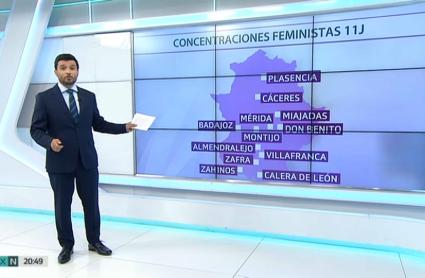 Mapa de concentraciones feministas del 11 de junio de 2021.