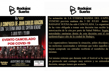 Comunicado de suspensión del concierto