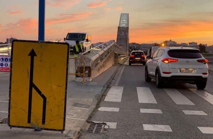 Puente de Lusitania en su primer día de obras