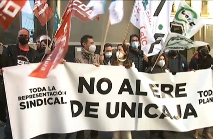 Protesta de los empleados esta mañana