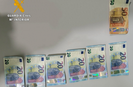 Billetes intervenidos por la Guardia Civil