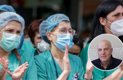 Enfermeras aplaudiendo a los ciudadanos que le mostraban su apoyo | Regino Cortés