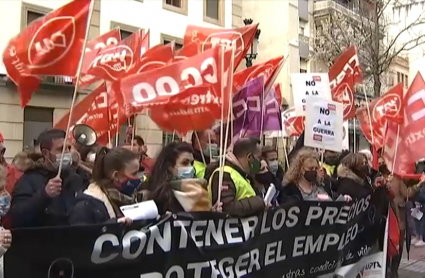 Manifestación de los sindicatos contra la inflación.