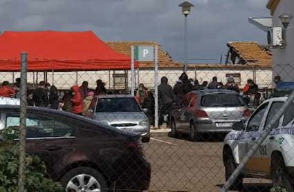 Refugiados de Ucrania en la estación de tren de Montijo 