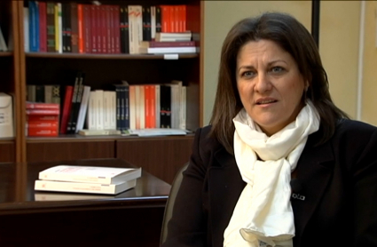 María Antonia Trujillo, durante una entrevista en Canal Extremadura