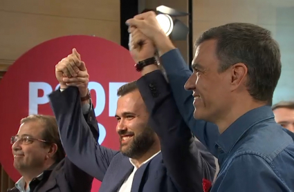 Presentación de Luis Salaya como candidato del PSOE en Cáceres junto Pedro Sánchez y Guillermo Fernández Vara.